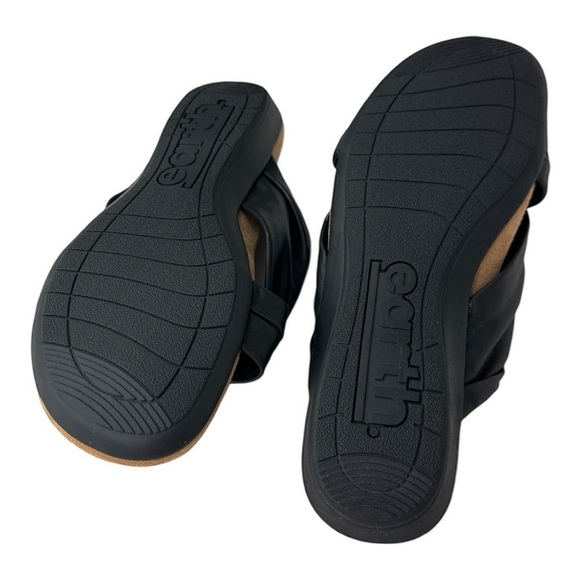 NIB Earth Origins Billi Black Leather Slide Sandals - Size 10W - Picture 5 of 13